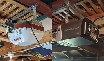 New belt-drive garage door opener installed on a residential garage in Chicago